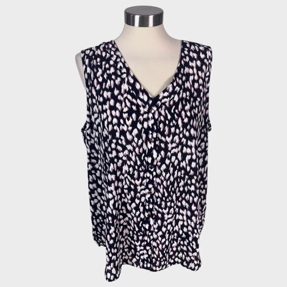 Maurices Womens XXL NEW NWT V Neck Sleeveless Top Black White - Picture 1 of 9